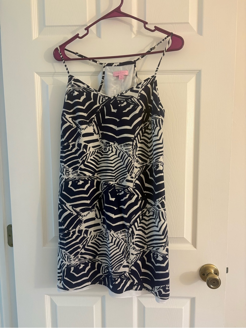 Lilly Pulitzer Navy and White Abstract Stripe Slip Dress